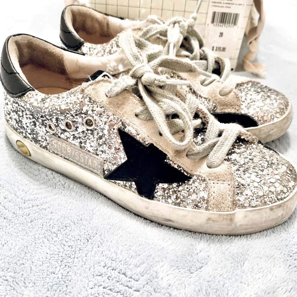 Golden Goose Superstar Sneakers Silver Glitter GIRL’S EU 29 NIB - Picture 3 of 9